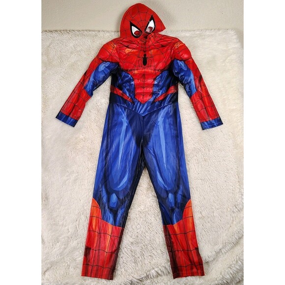 Disney Marvel Spiderman Costume Jumpsuit & Mask Size 7/8 Cosplay - Picture 1 of 7